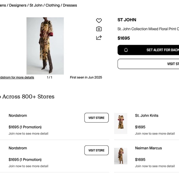 St. John Mixed Floral Print Chiffon Dress Midi Size Small $1695 - Picture 16 of 16